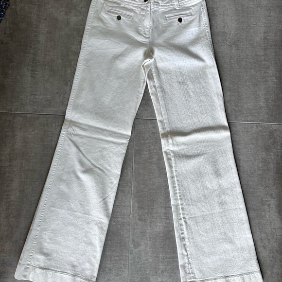 NWT White Cotton Wide-Leg Jeans with w/ 2 small pockets in front of - Picture 8 of 10